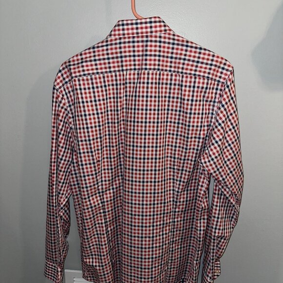 Two Banana Republic Non-Iron Slim Fit Gingham Dress Shirts - Blue & Orange - Picture 3 of 7